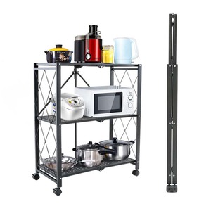High-Strength Carbon Steel, Smooth Surface Coating, Bearing Stability Kitchen Folding Storage Rack