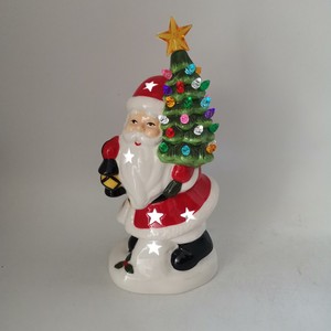 Ceramic Gnome Christmas <b>Tree</b> Night <b>Light</b> Battery Powered <b>LED</b> Color Changing Tap Control Indoor Decoration - Product Image 2