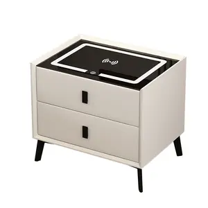 Night Stand Blue tooth Smart bedside Storage Drawers Touch Control Bt Speakers Wireless Charger Smart Bedside Table