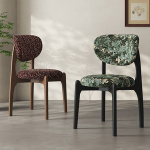 Chaise de salle à manger en <span class=keywords><strong>bois</strong></span> massif de style vintage, chaise de salle à manger en tissu pour usage domestique, dossier haut de gamme, rembourrée, design rétro français - Product Image 2