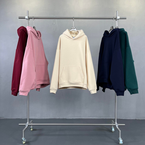 Wholesale 100% Cotton 400G Fleece Hoodies Sweatshirts Heavyweight Puff Print Custom Logo Cut Streetwear Hiphop Men's Winter - Product Image 3