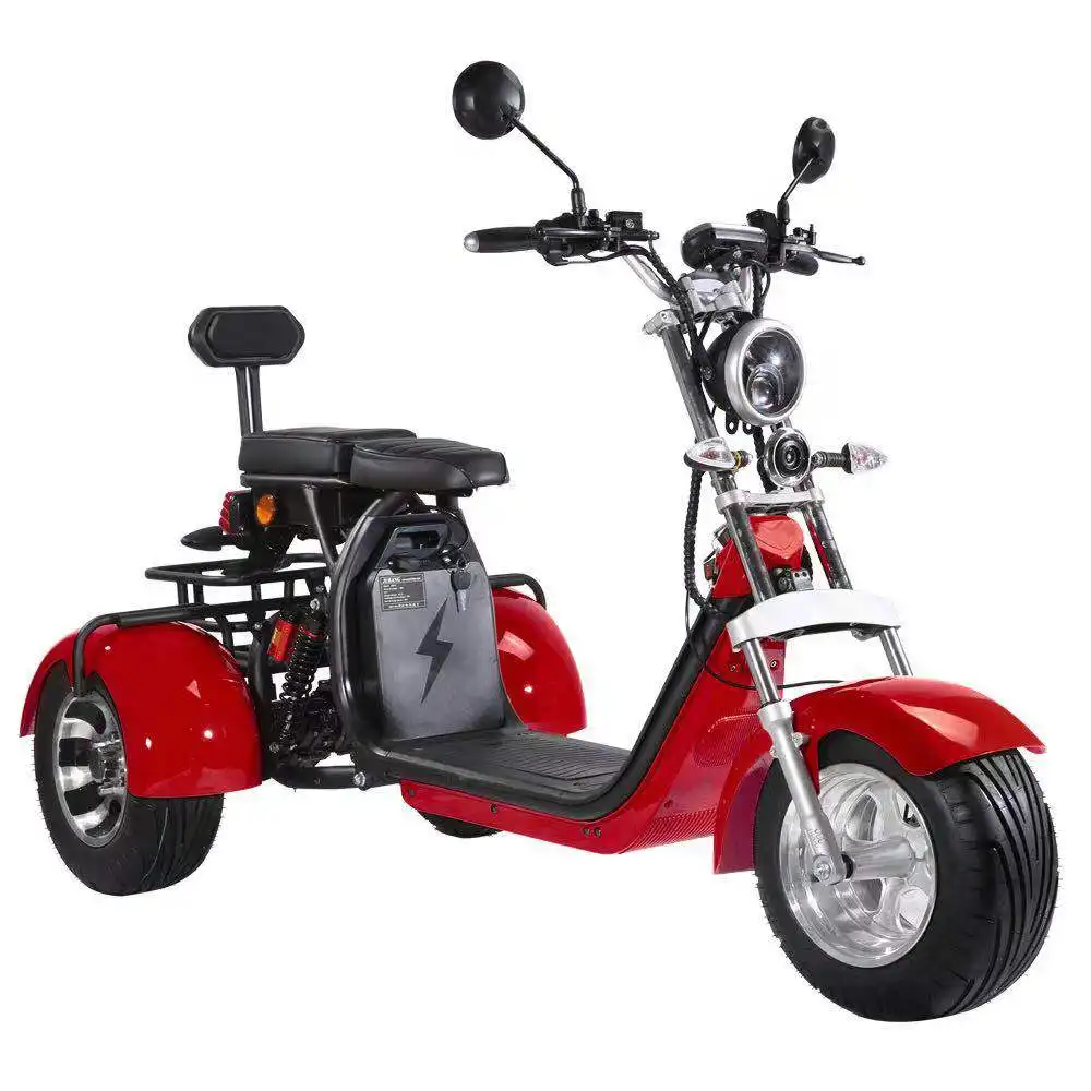 2022 novo design citycoco 1000w 1500w adulto elétrico 3 roda scooter triciclo com bateria removível
