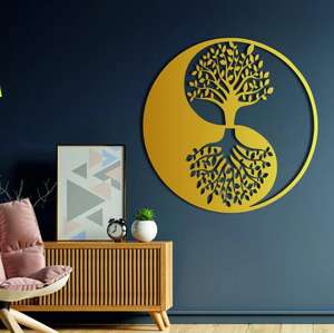 Vente d'usine personnalisée bon marché <span class=keywords><strong>Yin</strong></span> <span class=keywords><strong>Yang</strong></span> <span class=keywords><strong>arbre</strong></span> <span class=keywords><strong>de</strong></span> <span class=keywords><strong>vie</strong></span> décoration murale suspension murale maison salon décor pendaison <span class=keywords><strong>de</strong></span> crémaillère mur en métal - Product Image 4