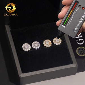 USA Warehouse Bulk in Stock Iced Out Lab Diamond Jewelry Hip Hop VVS Moissanite <strong>Silver</strong> 925 <strong>Stud</strong> Earrings - Product Image 3