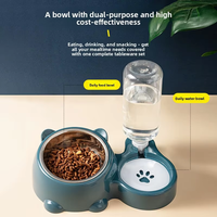Ensemble de distributeur d'eau automatique 2 en 1 pour animaux de compagnie, bol en acier inoxydable pour manger et boire pour chats et petits chiens