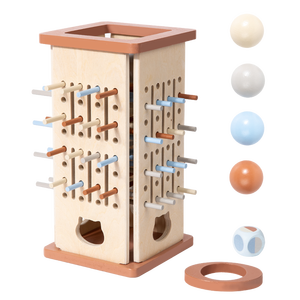 Juego de Madera 2 en 1 con Bola y Palo para Jalar, Juguete Sensorial Montessori, Entrenamiento de Habilidades Motoras Finas, Juguete Educativo para Niños Pequeños - Product Image 1
