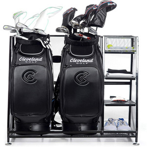 Golf Bag Storage Rack Golf Equipment Accessories Storage DisplayRack Double Golf Bag Storage Rack Stand