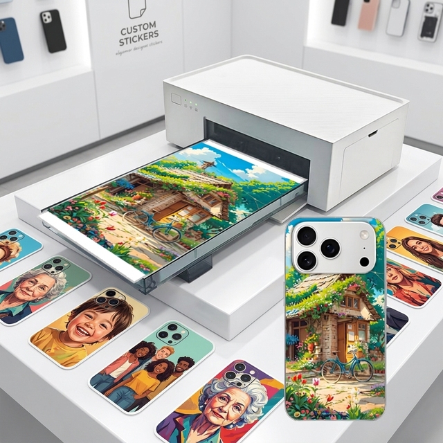 Mobile Phone Sticker Printing and Cutting Machine All-in-One Phone Skin Back Film Sublimation Printer for Custom Mobile Cover