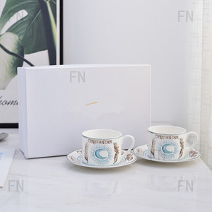 Juego de platillos de taza de café de porcelana de hueso de estilo europeo, juego de cerámica de lujo moderno para té de la tarde, oficina, agua, hogar, venta al por mayor, traje de regalo - Product Image 2