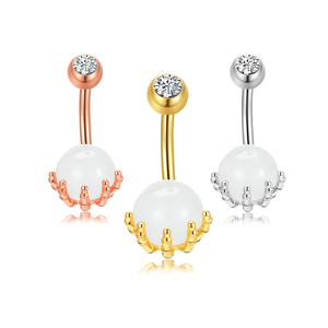 Piercing para <span class=keywords><strong>ombligo</strong></span> <span class=keywords><strong>de</strong></span> acero quirúrgico 316L con calavera <span class=keywords><strong>de</strong></span> ópalo, estilo tatuaje, chapado <span class=keywords><strong>en</strong></span> oro y engaste <span class=keywords><strong>de</strong></span> garra, estilo lindo - Product Image 1
