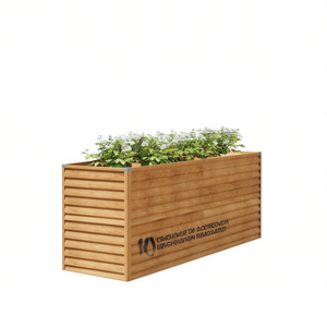 Jardinière surélevée en acier Corten avec incrustations décoratives, ensemble de mobilier d'extérieur au design industriel, marron - Product Image 1
