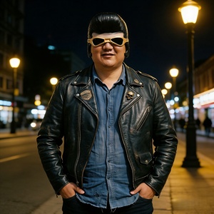 Masque en latex style rock and roll Elvis avec perruque, thème amusant et original pour déguisement d'Halloween, mascarade, cosplay, 18 ans et plus - Product Image 4