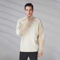 Fabricant de tricots sur mesure, pull OCS, automne-hiver, manches longues, cardigan à fermeture éclair 1/4, homme, 100% laine, pull tricoté