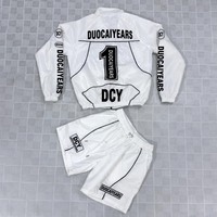 DCY Survêtement de luxe pour homme en sergé de coton imperméable, imprimé strass, avec cordon de serrage, veste de course automne, OEM