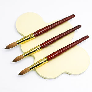 Pinceaux à ongles en acrylique 3D de qualité supérieure, manche en bois rouge classique avec embout doré, 100% Kolinsky premium, pour l'application d'ongles - Product Image 2