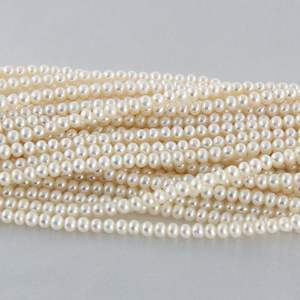 Perles d'eau douce presque rondes pour Xiaomi, 3-4 mm, blanches, petites, collier, perles lisses sans défaut, vente en gros - Product Image 2