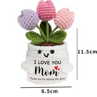 Ornements en laine faits main au crochet, fleurs artificielles en pot, décoration de bureau, cadeau créatif pour la fête des mères, Chine
