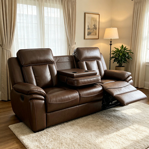 Canapé modulable en cuir PU à inclinaison manuelle, ensemble 3+2+1 places, confortable avec accoudoirs larges pour salon, villa, salle de sport - Product Image 4