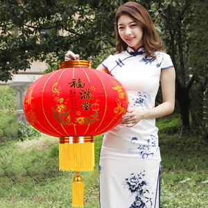 Đèn lồng lụa Trung Quốc truyền thống kích thước 60cm, màu đỏ, kiểu flocking - Product Image 4