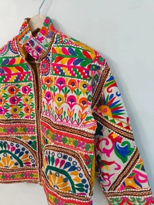 เสื้อแจ็คเก็ตเบลเซอร์สำหรับผู้หญิงเสื้อโค้ทสั้นสไตล์อินเดียเสื้อแจ็คเก็ตเย็บปะติดปะต่อกัน - Product Image 6