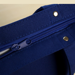 กระเป๋าช้อปปิ้งผ้าแคนวาสสีน้ำเงินขนาดใหญ่แบบใช้ซ้ำได้ พร้อมโลโก้และดีไซน์แฟชั่นตามสั่ง - Product Image 2