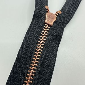 Fermeture éclair métallique autobloquante en or rose 3 5 8 pour vêtements, sacs, chaussures, bottes, nylon noir - Product Image 2