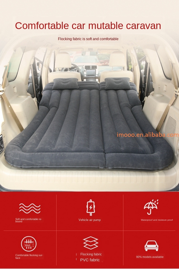 Yiurse Opblaasbare auto luchtmatras - auto reizen slijtvaste achterbank pad matras, lekvrij auto opblaasbaar kussen auto voetpads voor zelfrijdend reizen