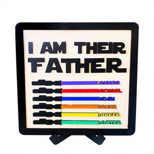 ป้ายดาบแสงสลักชื่อเด็ก 1-6 คน ข้อความ I AM THEIR FATHER ของขวัญวันพ่อแบบส่วนตัวสำหรับคุณพ่อ - Product Image 1