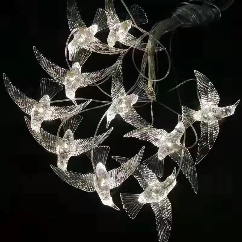 Luminaire suspendu en cristal acrylique DIY, oiseau volant, suspension LED avec ligne transparente, décoration de fête de mariage