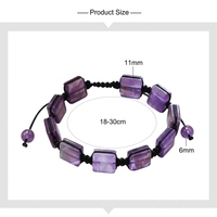 Bracelet ajustable fait main pour femme, tendance, avec perles carrées en cristal blanc naturel, améthyste et agate, pour l'énergie spirituelle