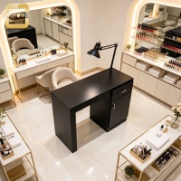 Bureau de technicien des ongles de style professionnel avec grand rangement, station de manucure pour salon professionnel de nail art et d'extensions de cils