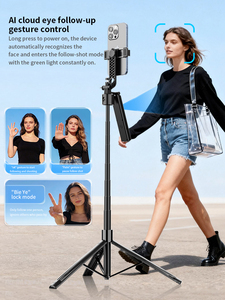 F01 360 °   Perche à selfie sans fil avec suivi du visage, trépied long de 1920 mm, multifonctionnel, support intelligent à stabilisation d'<span class=keywords><strong>image</strong></span> IA - Product Image 5
