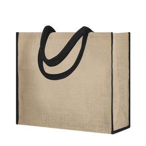 Bolsa de Playa de Yute Lavable de Diseño Moderno, con Asa de Cordón, Cierre de Velcro, para Viajes y Uso Diario - Product Image 3