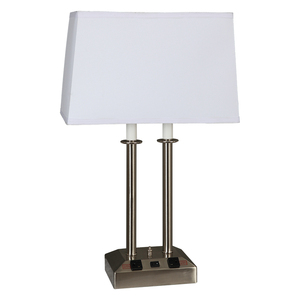 Hot Sale Modern Design Hotel Table <b>Lamp</b> <b>Silver</b> Metal Base Brush Nickel Metal Body E26 Bulb Iron Made Lobby Guest Rooms Electric - Product Image 2