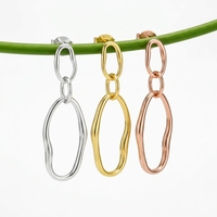 Boucles d'oreilles pendantes à maillons ovales en argent sterling QX S925, gravure laser personnalisée, fabricant de bijoux en gros, OEM ODM