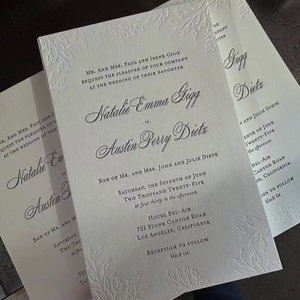 <span class=keywords><strong>Carte</strong></span> de vœux de luxe <span class=keywords><strong>personnalisée</strong></span>, papier épais en coton imprimé, carton kraft avec impression en relief, finition en relief, logo personnalisé - Product Image 1