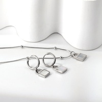 Ensemble de bijoux de mariage en acier inoxydable 2023, collier et boucles d'oreilles plaqués or 18 carats pour femmes