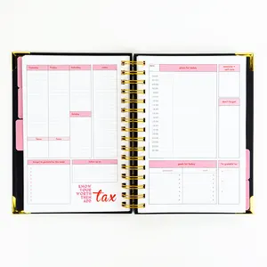 Atacado personalizado impressão a4 a5 tampa dura espiral 2022 semanal planejadores organizador diário e diário cadernos