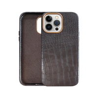 Casing HP Kulit Pola Buaya Polos Daur Ulang untuk iPhone 13 14 15 Pro Max