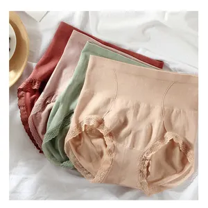 1113 Vrouwen Comfortabele Katoenen Slipje Plus Size Naadloze Hoge Taille Buik Ondergoed Solid Lace Sexy Ondergoed