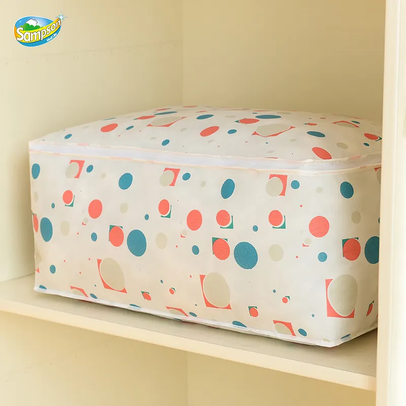 Wholesale Custom Large Capacity Foldable Clothes Quilt Bedding Blanket Organizer Storage Bag with Sturdy Zipper