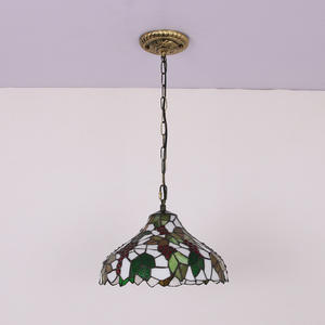 โคมไฟระย้าทรงร่มสไตล์นีโอคลาสสิก ลายกระจกสีแบบนามธรรม ดีไซน์หรูหราเรียบง่าย รูปทรงองุ่น สำหรับโคมไฟห้อยเพดานในร้านกาแฟ - Product Image 2