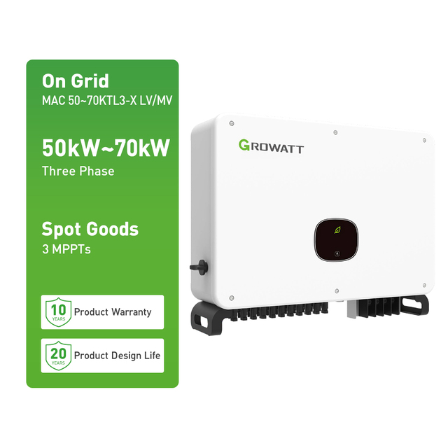 Growatt MAC 50-70KTL3-X MV Three Phase 480V 50Kw 60kw 70kw on Grid Commercial Solar Inverter for US Market