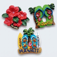 Aimant de réfrigérateur 3D en résine Kawaii Hawaï, personnalisé, motif fleur et requin, décoration magnétique, souvenirs personnalisés, cadeaux