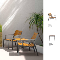 Ensemble de meubles de jardin et de salle à manger extérieurs modernes en alliage d'aluminium et en bois plastique, personnalisable