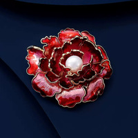 Broche personnalisée en perles de pivoine, élégante, pour femme, vente en gros