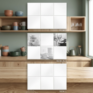 Azulejos de pared de cerámica impresos en HD blancos de cocina de restaurante 12x18in 30x45cm acabado esmaltado brillante disponible para la venta - Product Image 2