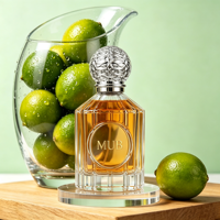 Botol Parfum Kaca 100ml Bergaris Vertikal dengan Tutup Sekrup Emas dan Pompa Semprot, Sablon Sutra