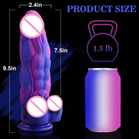 Nuevo Dildo Anal Realista de 9.5'' con Ventosa, Color Fantasía, para Juego a Manos Libres, Solo o con Correa, para Mujeres y Hombres