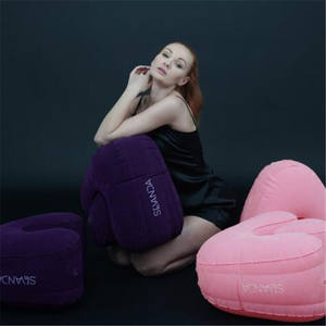 Надувная U-образная подушка для секса с глубокими позициями, розовая/синяя, с насосом в комплекте, для пар, 42x45x27 см - Product Image 3